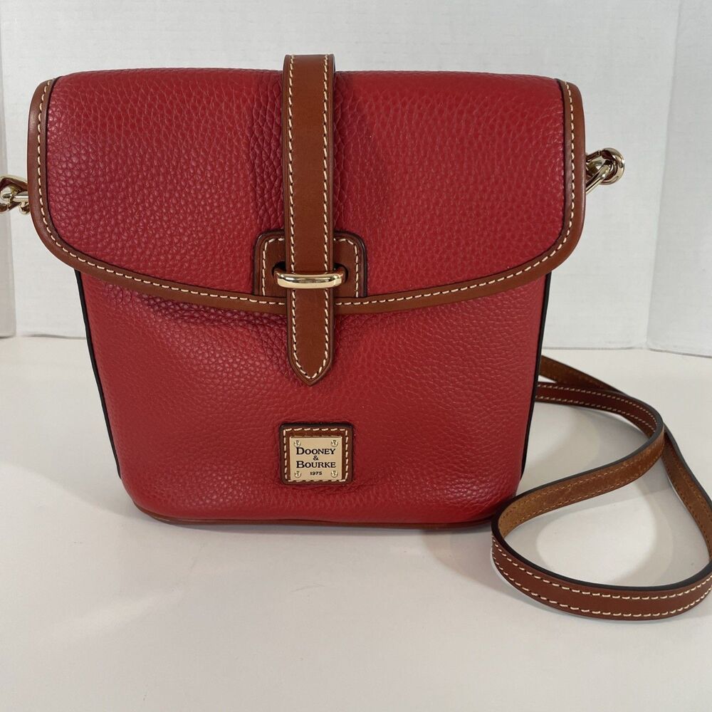 DOONEY & BOURKE Red & Brown Holly Pebble Grain Leather Crossbody Bag